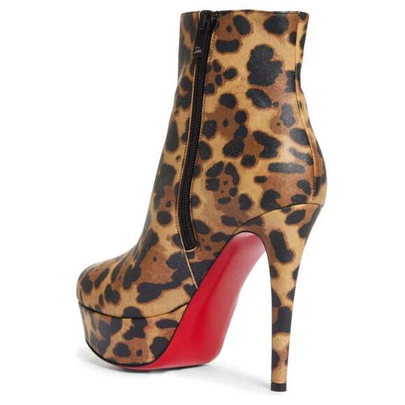 Christian Louboutin Bianca Booty 120 Leopard Brown Platform Ankle Heel Boot 39.5 - Picture 8 of 12